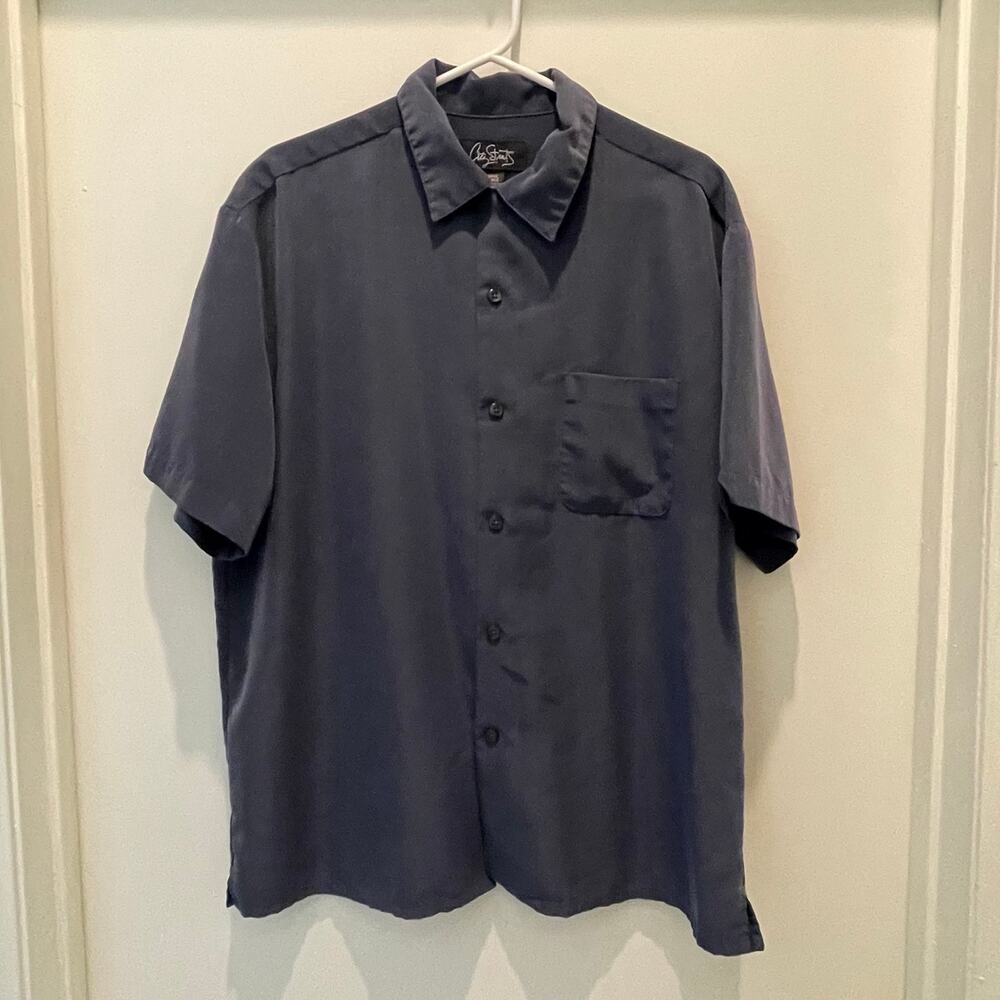 City Streets Button-front Short Sleeve Wrinkle Free Casual Dress Shirt Large